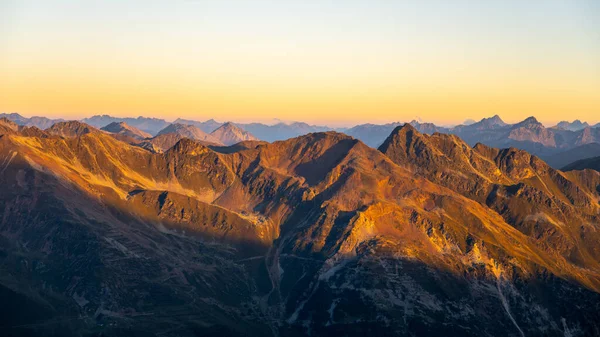 Alpine Mountain Peaks Illuminated Rising Sun Ortles Group Italian Alps — Stock Photo, Image