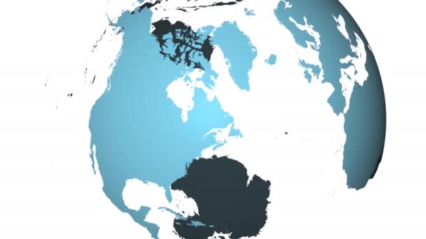 Mappa Del Globo Terrestre Rotante Focalizzata Sull Emisfero Settentrionale Terre — Video Stock