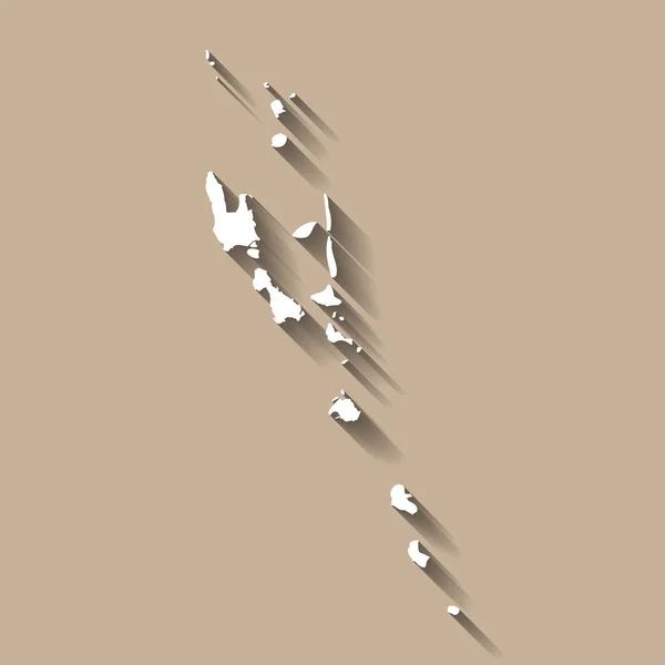 バヌアツカントリーシルエット 詳細な地図だ 白いカントリーシルエットとともにドロップ長い影でベージュの背景 — ストックベクタ