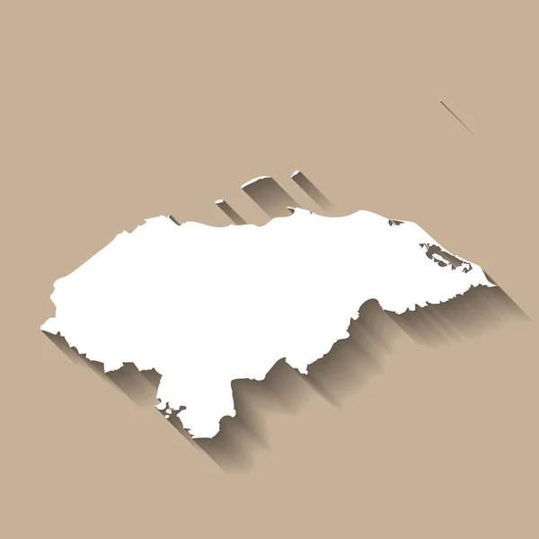 Silueta Honduras Mapa Detallado Alto Silueta Campo Blanco Con Sombra — Vector de stock