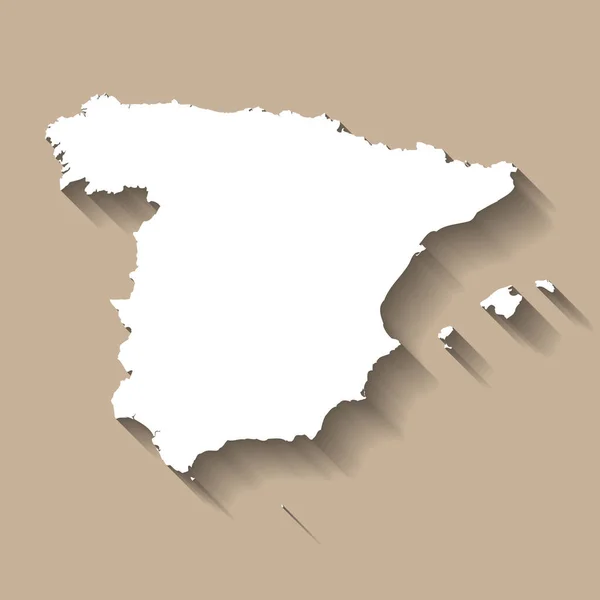 Španělská Silueta Vysoká Podrobná Mapa Bílá Země Silueta Klesl Dlouhý — Stockový vektor