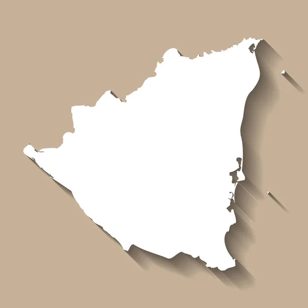 Nikaragua Wiejska Sylwetka Wysoka Szczegółowa Mapa Biała Sylwetka Kraju Opuszczonym — Wektor stockowy