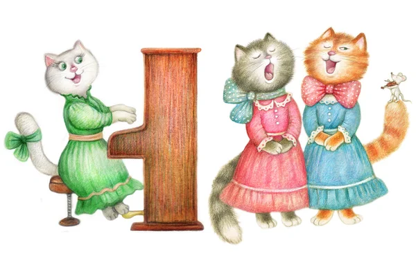 Zpívající dáma kočky — Stock fotografie