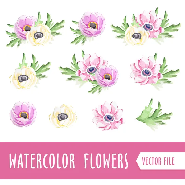 Flores de aquarela — Vetor de Stock