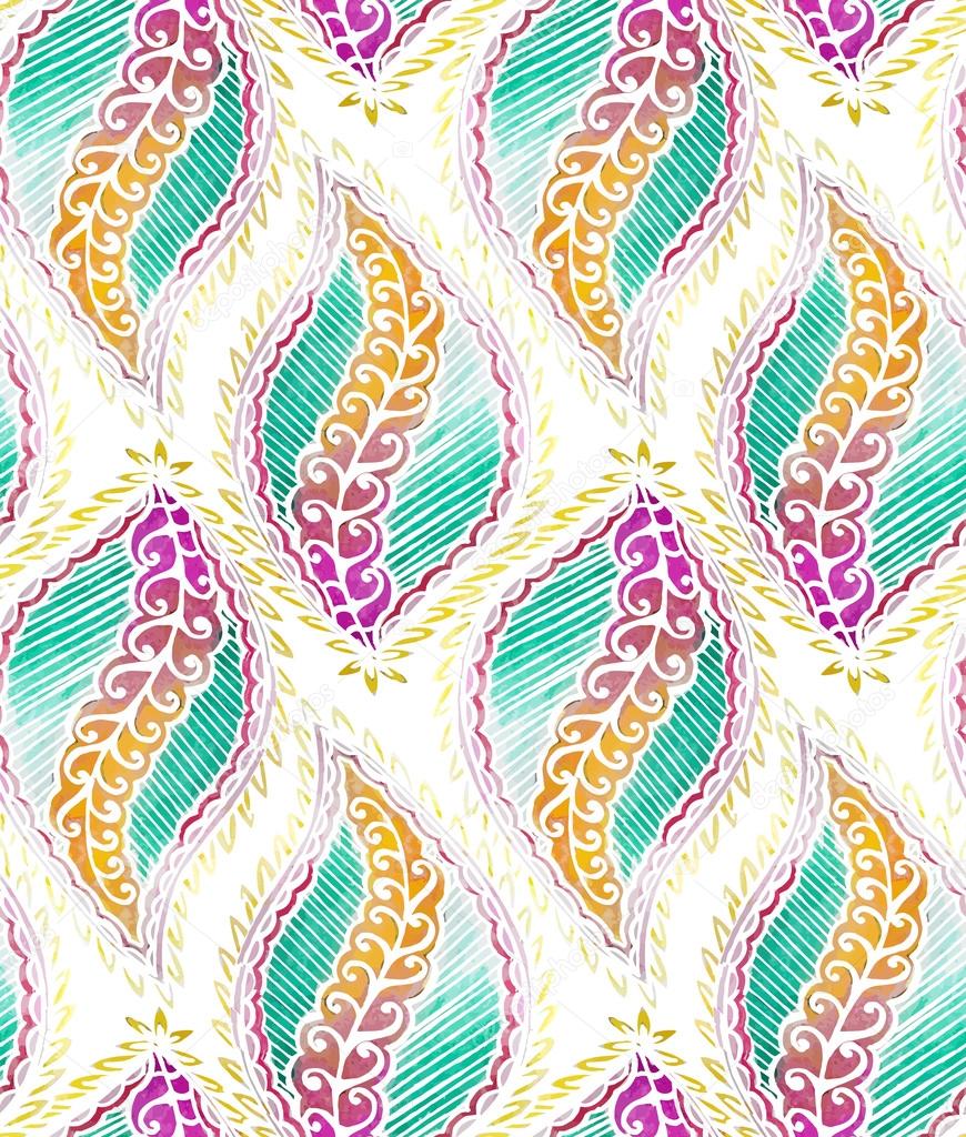Seamless ethnic watercolor pattern