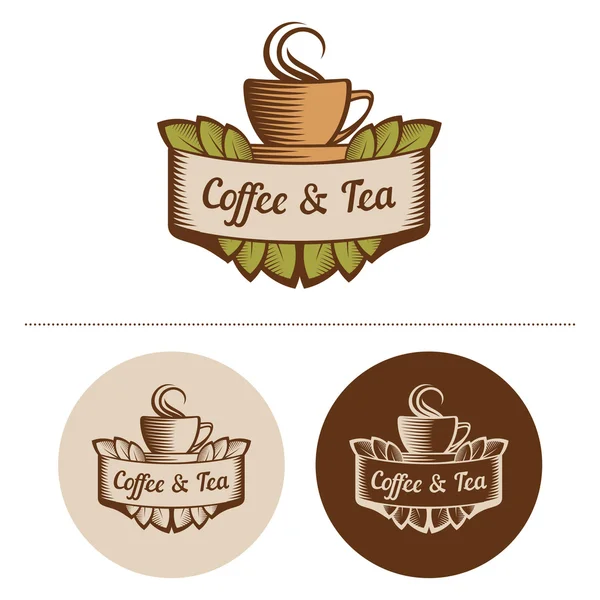 Modèle de logo de café et de thé — Image vectorielle