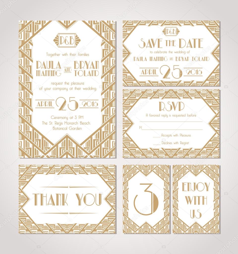 Save The Date. Set Of Wedding Invitation Cards.
