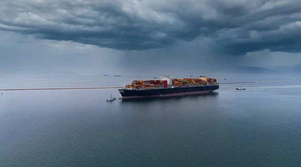 Containerschiff Frachtgeschäft Kommerzielle Logistik Und Transport Internationaler Importexport Containerfrachtschiff Offenen — Stockfoto