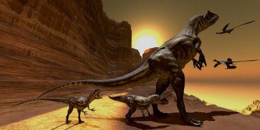 Allosaurus gün batımında