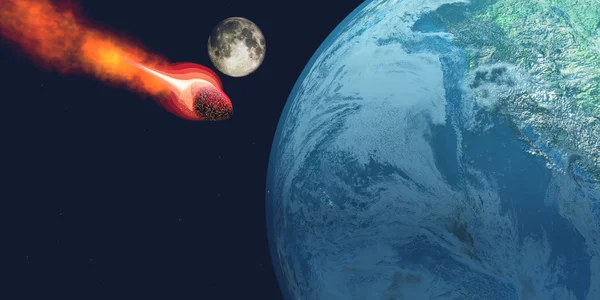 Earth hit by Asteroid — Stock Photo, Image