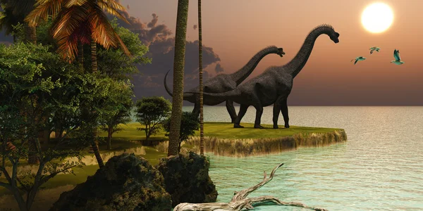 Brachiosaurus günbatımı — Stok fotoğraf