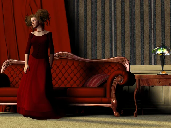 Signora in rosso — Foto Stock
