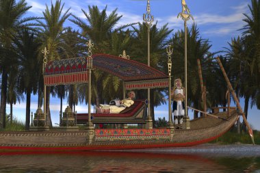 Egyptian Woman and Boat clipart