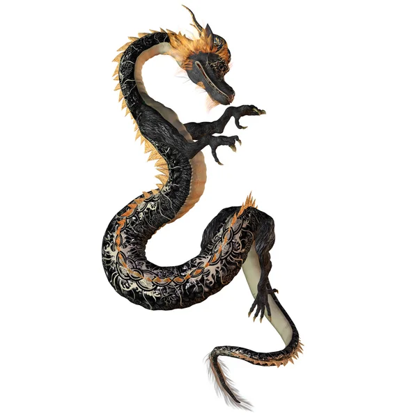 Черный и золотой дракон — стоковое фото