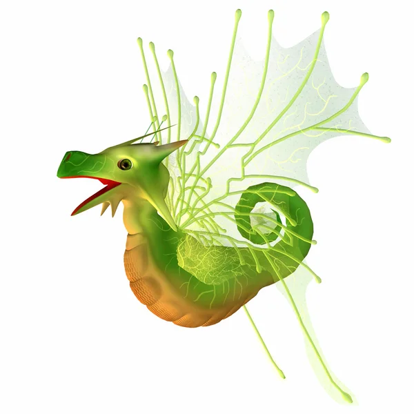 Gröna faerie dragon — Stockfoto