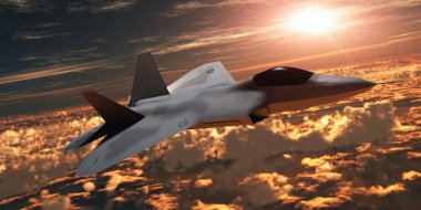 f-22 savaş uçağı gün batımında