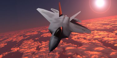 gün batımı yangın f22 savaş uçağı