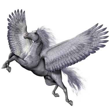Gümüş kanatlı bir pegasus