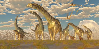 argentinosaurus geçiş hayvan sürüsü.