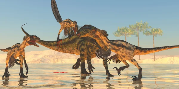Tenontosaurus атака — стокове фото