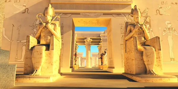 Estátuas Imensas Estão Entrada Templo Ramsés Egito — Fotografia de Stock