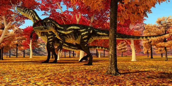 侏罗纪生活在北美的同种异龙脚类恐龙 — 图库照片