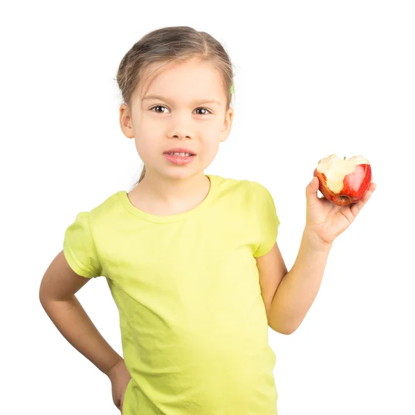 Fiatal lány eszik alma — Stock Fotó