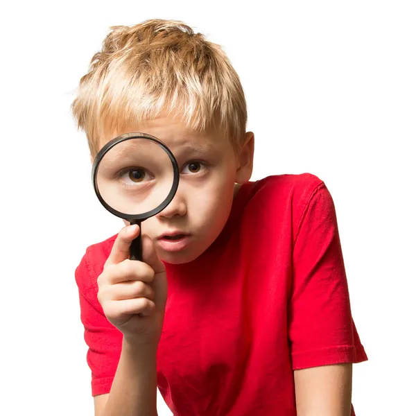 Boy with Magnifier — Stock Photo, Image