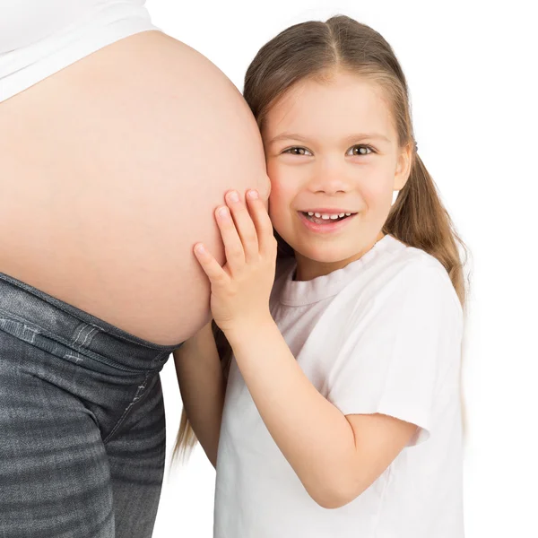 Young Girl and Her Pregnant Mom — Stock Photo, Image