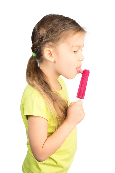 Young Girl Trying her Ice Cream — Stock Photo, Image