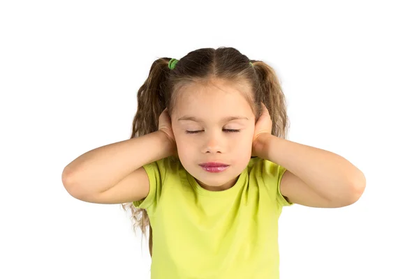 Pretty Little Girl Covering Her Ears — Stock Photo, Image