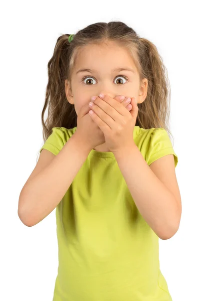 Little Girl Covering Her Mouth — Stock Photo, Image