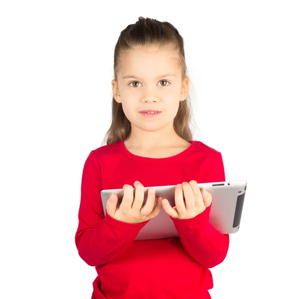 Niña con Tablet Computer — Foto de Stock