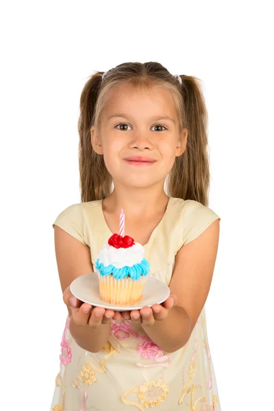 Girl and a Cupcake — Stock Photo, Image
