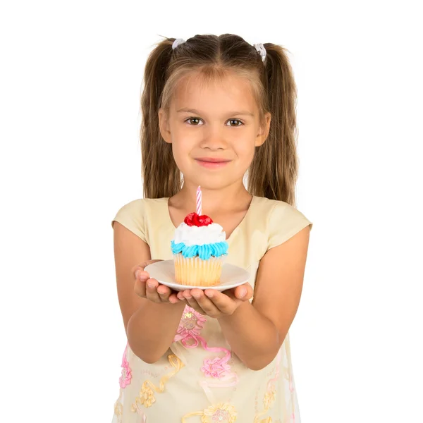 Girl and a Cupcake — Stock Photo, Image