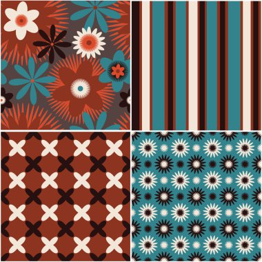 vektör seamless modeli çiçekli set