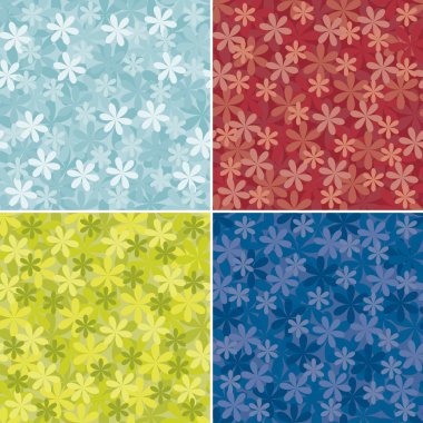 dört sorunsuz arka plan çiçek kümesi