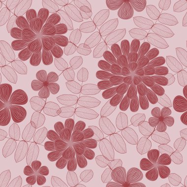 çiçekler ve yapraklar ile sorunsuz vektör arka plan