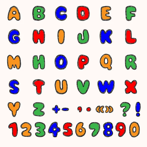 Colorful alphabet and numbers — Stock Vector