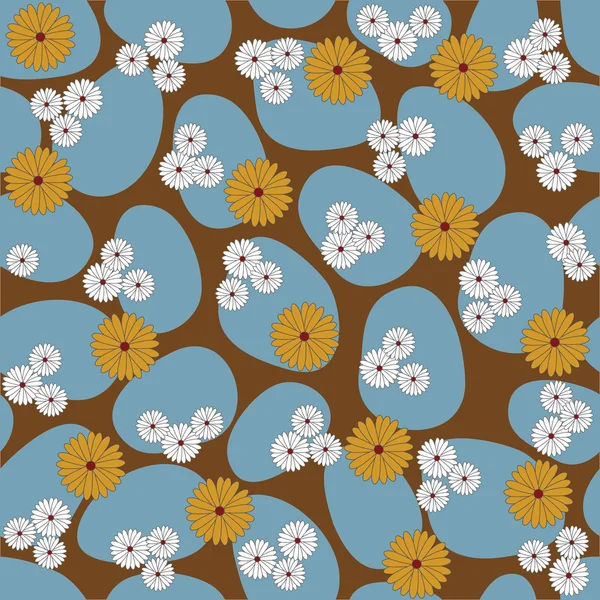 Seamless pattern - flowers and stones — Stock Vector