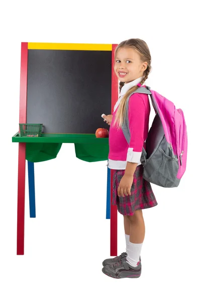 Meisje op een schoolbord — Stockfoto