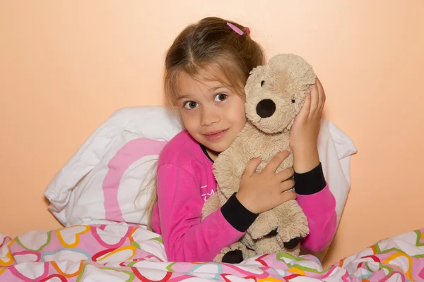 Girl And Plush Dog — Stock Photo, Image