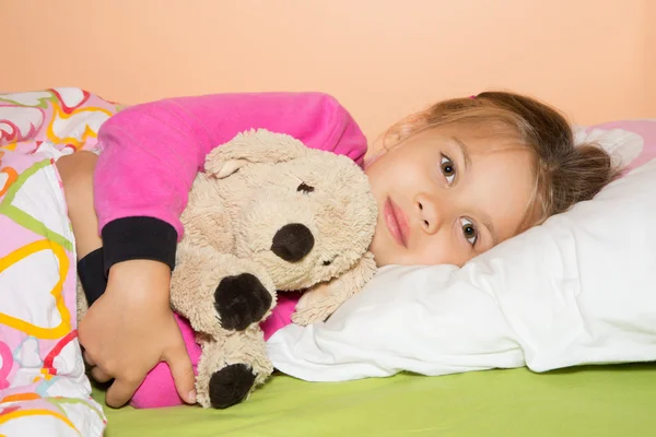 Girl And Plush Dog — Stock Photo, Image