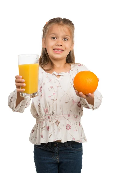 Chica con jugo de naranja —  Fotos de Stock