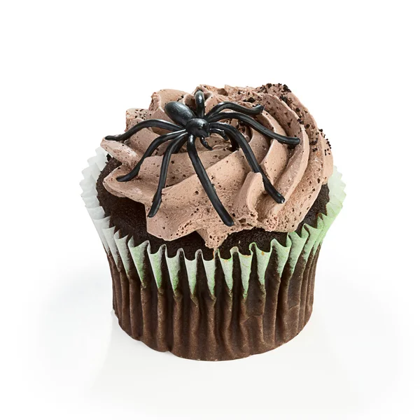 Cupcake mit Spinne an der Spitze — Stockfoto
