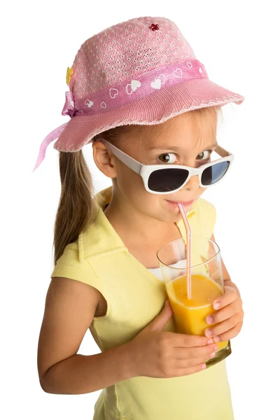 Girl Drinking Juice — Stock Photo, Image