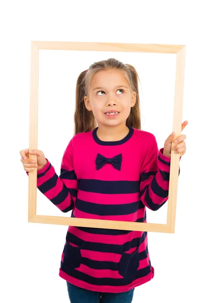 Girl with Frame — Stock Photo, Image