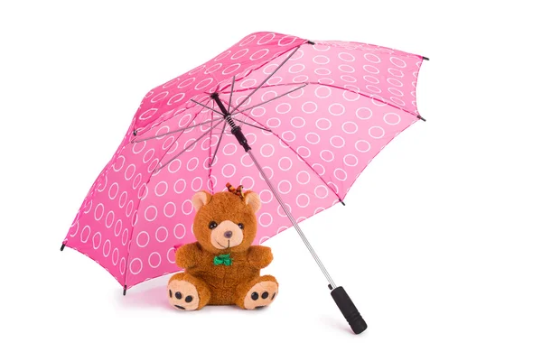 우산 아래 테 디 beear — 스톡 사진