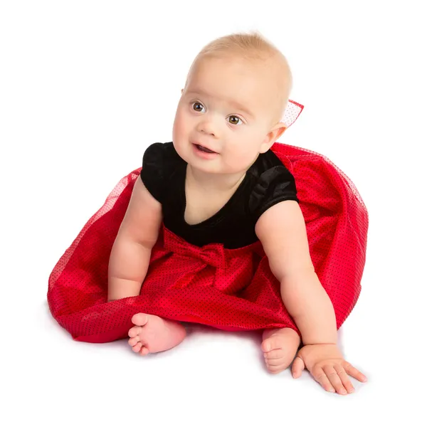 デザインの凝った服の女の赤ちゃん — ストック写真
