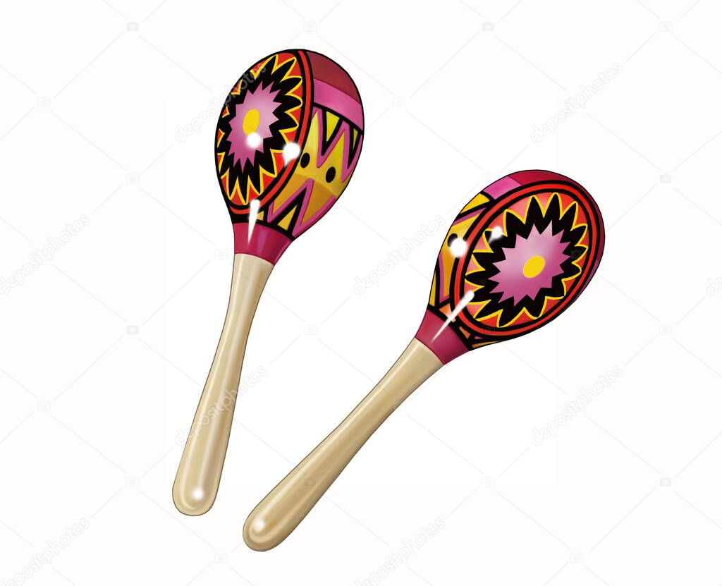 Maracas, rumba koule, percusión antigua e instrumento de ruido de los